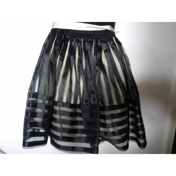 Betsey Johnson Evening Dress 6 Strapless Black Tulle Beige Sweetheart Tie Belt - Picture 12 of 12